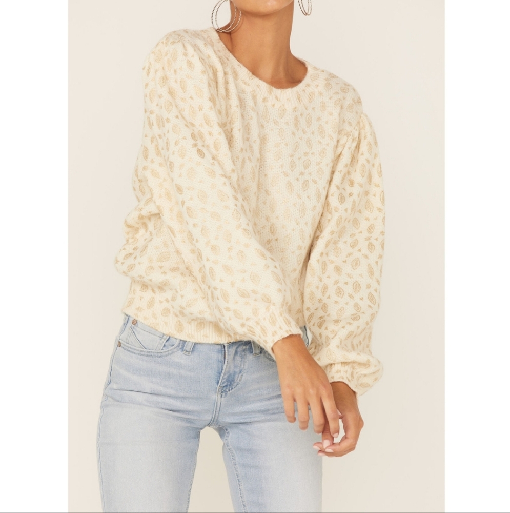 Molly Bracken Women's Leaf Print Sweater Molly Bracken sz m